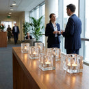 Square Panelled Nightlight Holders – Clear Glass – Dishwasher Safe – Restaurant & Event Use