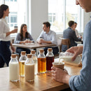 Mini Milk Bottles – 120ml Clear Glass – Pack of 6 – Table Presentation & Drinks Service