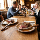 Jumbo Steak Knives – Wood Effect Handles – Serrated Stainless Steel – Restaurant & Home Dining