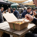 Compostable Microflute Hinged Hot Boxes – 6x6 inch – Corrugated Board – Food Packaging & Delivery