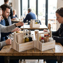 Wooden Table Caddy – Medium, White – Acacia Wood, 2 Compartments – Restaurant & Café Organization
