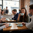 Cappuccino Cups – 12oz Duck Egg Blue – Hand Painted Rim – Commercial Café & Restaurant Use