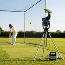Cricket bowling machine with adjustable speed and spin for indoor and outdoor use