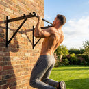 Wall Mounted Pull Up Bar in black, heavy-duty steel for home gym - product detail