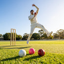 Red machine-stitched cricket ball for indoor and outdoor use - product detail