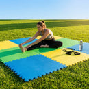 Interlocking gym floor mats in a variety of colours, made from EVA foam