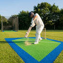 Premium cricket matting with blue surround for indoor and outdoor use