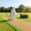 4m wide cricket matting with brown wicket and green surround - product detail