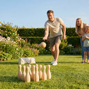 Wooden Skittles Set with 10 Pins and 3 Balls for Outdoor Use