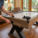 Air hockey table spare parts set including legs, puck, motor, and scoreboard