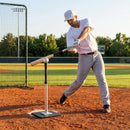 Baseball batting tee with adjustable height and durable rubber base