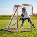 Full-size ice hockey goal with galvanised steel frame and net