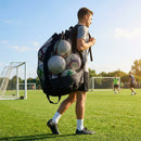 Mesh Ball Backpack for sports events, black with nylon and mesh materials