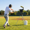 Baseball pitching machine with adjustable speed and TPE wheel