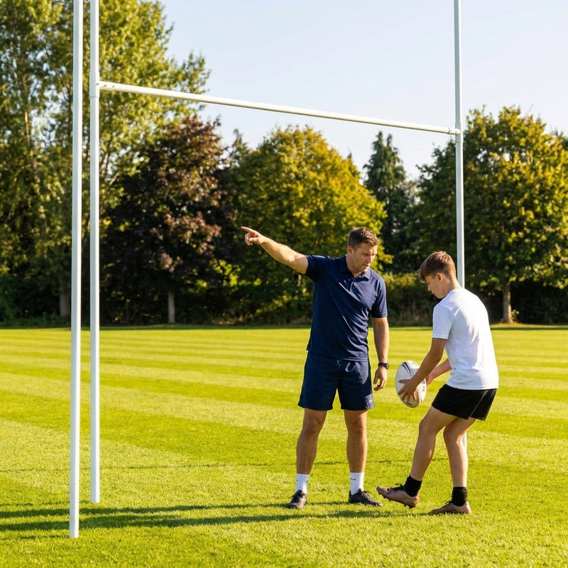 Mini Rugby Posts – 5m White Aluminium