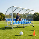 Aluminium sports team shelter with two tiers for sports facilities