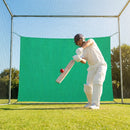 Green cricket net saver made from durable polyester mesh