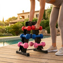 Black plastic dumbbell rack for home gym use - product detail