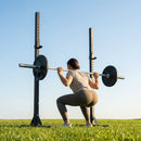 Adjustable squat rack with steel frame for home and gym use