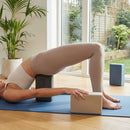 High-density EVA foam yoga block in Slate Blue, Charcoal, and Beige - product detail