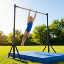 Gymnastics training bar with adjustable height and steel frame