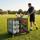 Sports storage trolley with mesh baskets and wheels - product detail