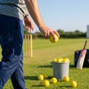 Cricket practice balls in Fluro Yellow with soft-feel plastic construction