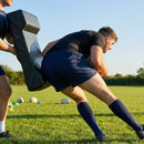Rugby Tackle Shield in bright fluro yellow with padded straps, ideal for training