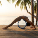 Blue yoga wheel for stretching and backbends