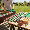 Pool Table Spare Parts including legs, hardware, and cues