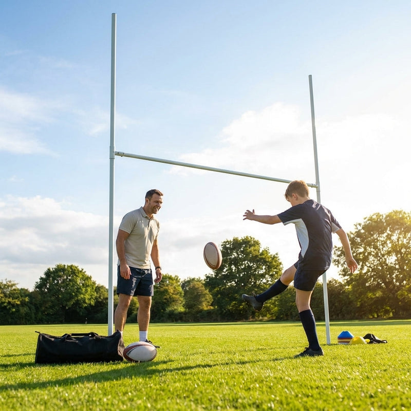 Mini Rugby Posts – 5m White Aluminium