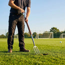 Divot repair fork with 124cm wooden handle and stainless steel tines