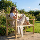 Wooden garden bench with natural finish, ideal for outdoor seating - product detail