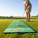 Golf putting mat with non-slip rubber base and target zones for indoor practice