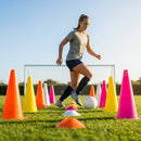Vibrant training marker cones in fluro colours for sports drills