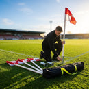 Football corner poles with fluro yellow/orange flags - product detail