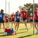 Netball Bibs in red and blue, available for kids, juniors, and seniors - product detail