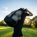 Mesh Ball Backpack for sports events, black with nylon and mesh materials - product detail