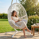 Hanging egg swing chair with steel frame and rattan design