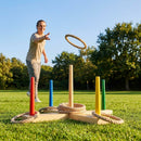 Giant Quoits Game Set made from pine wood with colourful scoring markers