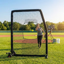 Softball pitching screen with steel frame and foam padding