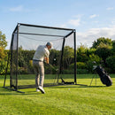 Golf practice net with steel poles for garden and range use