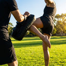 Muay Thai strike pad made of durable PVC with easy-grip handles - product detail