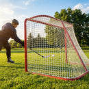 Full-size ice hockey goal with galvanised steel frame and net - product detail