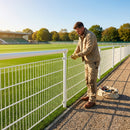 Football pitch barrier made of galvanised steel for club grounds