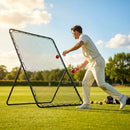 Cricket rebounder with durable steel frame for training sessions