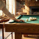 Game table accessories including pool cues, air hockey pucks, and table tennis net - product detail