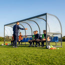 Heavy duty aluminium team shelter with moulded seats - product detail