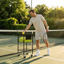 Portable rolling tennis ball basket with aluminium frame and carry bag