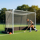 Pop up hockey goals with durable steel frame for indoor and outdoor use